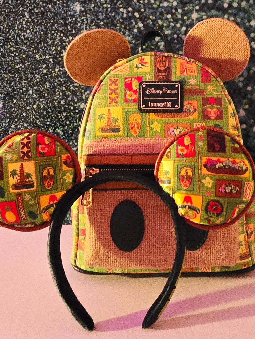 Mickey Mouse The Main Attraction Enchanted Tiki Room Set Backpack NWT Ears NWOT